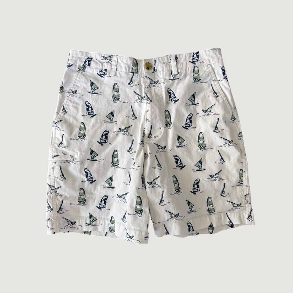 Boca Classics Men's 32 White Sailboat Print Chino Style Shorts | SKU 1031